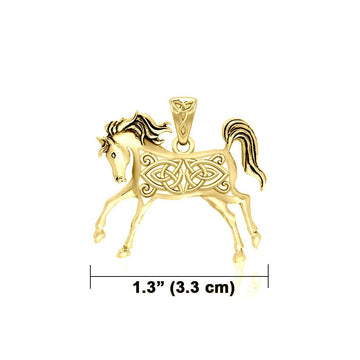 Celtic Running Horse 14K Gold Pendant GPD5738 - Jewelry